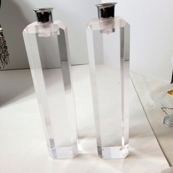 Vintage Ritts Astrolite Lucite Candle Holders MCM Set of 2 - Picture 6 of 8